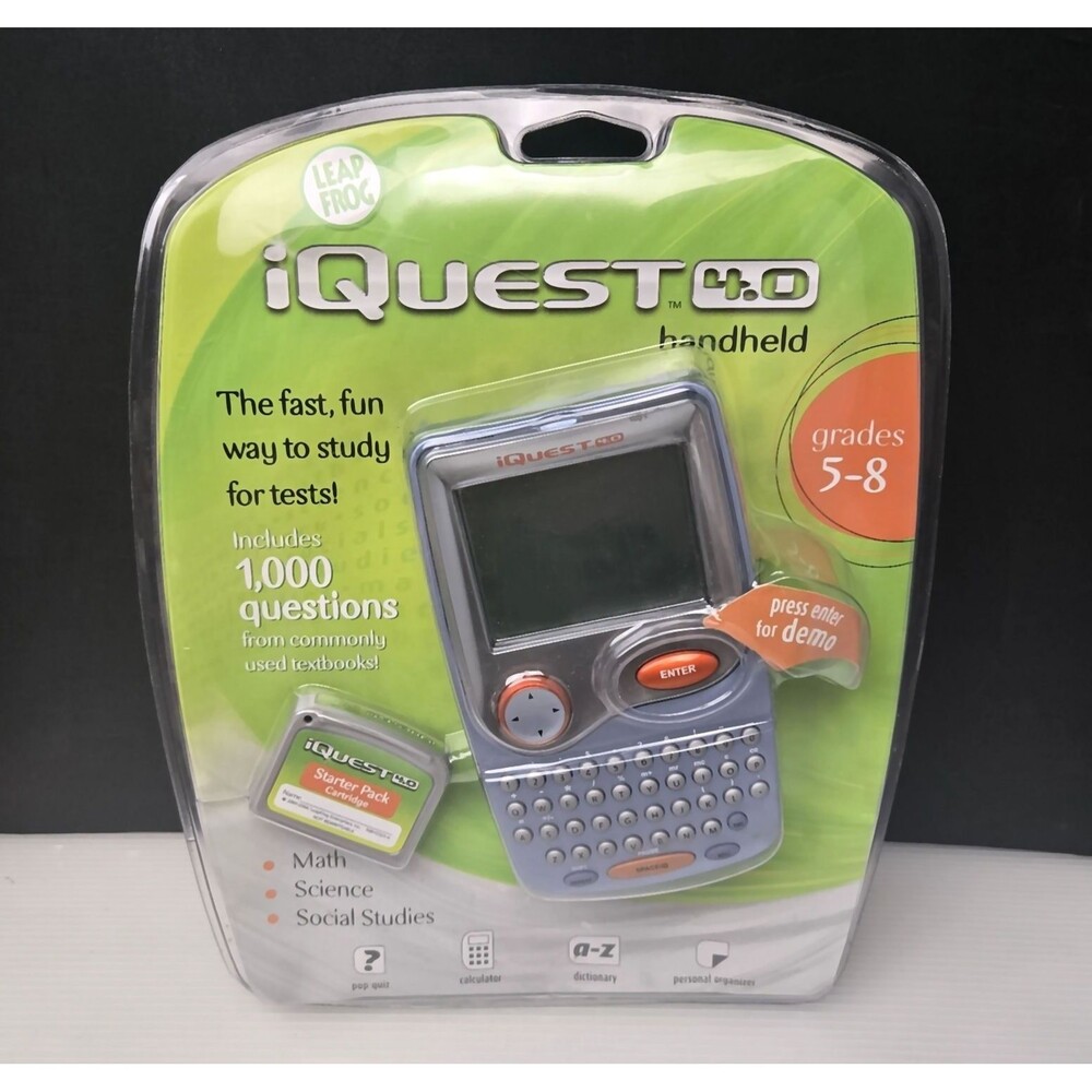 Vintage LeapFrog iQuest 4.0 Handheld Learning System w/ Cartridge Grades 5-8 New